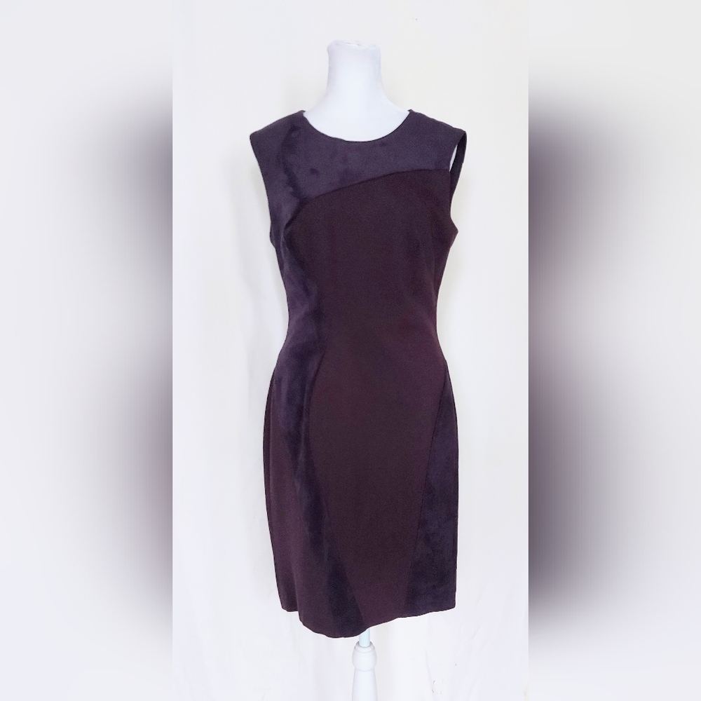 Saks 5th Avenue Black Label Faux Suede Dress Womens Size 8 Plum Purple Lined